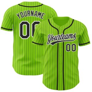 Neon Green Black Pinstripe White Authentic Baseball&hellip;