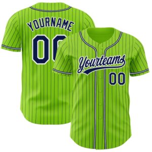 Neon Green Navy Pinstripe Navy-White Authentic Baseball&hellip;