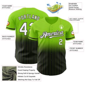 Neon Green Pinstripe White Black Authentic Fade Fashion Baseball Jersey Custom Baseball Jersey Personalized Sport Jersey 2 f6zfte.jpg