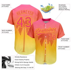 Neon Pink Yellow 3D Pattern Design Hawaii Palm Trees Authentic Baseball Jersey Custom Baseball Jersey Personalized Sport Jersey 2 xfuafe.jpg