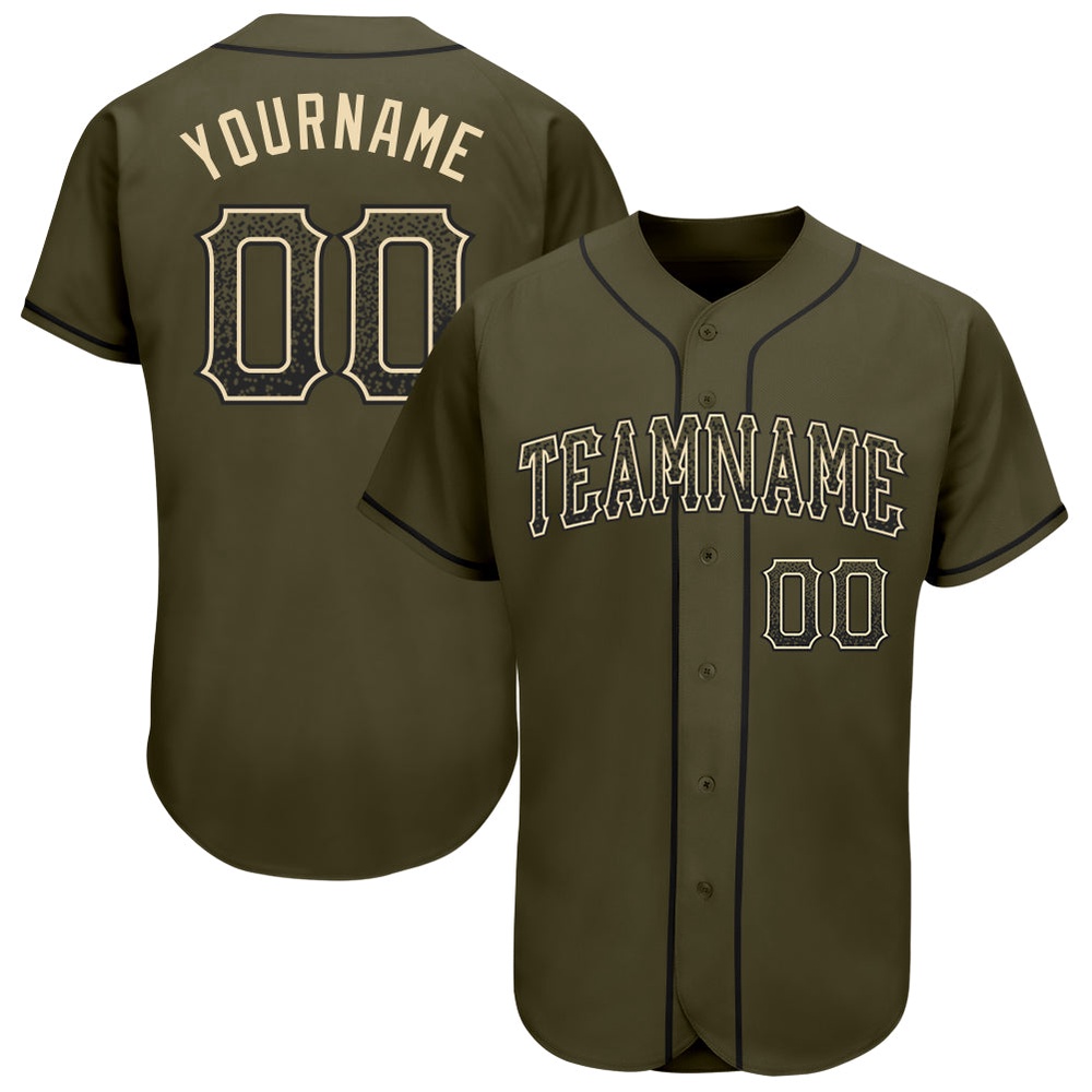 Olive Black-Cream Authentic Drift Fashion Salute To Service Baseball Jersey, Custom Baseball Jersey, Personalized Sport Jersey