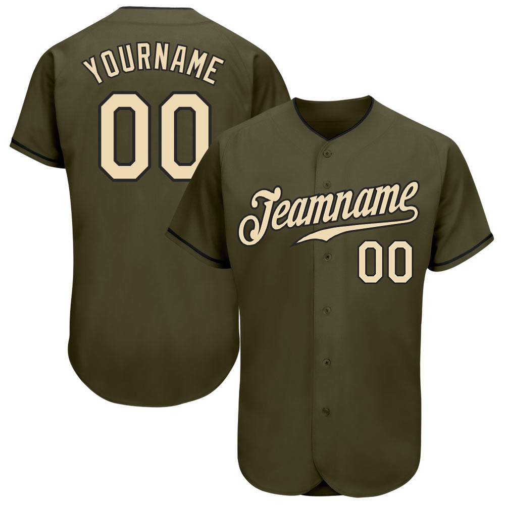 Olive Cream-Black Authentic Salute To Service Baseball Jersey, Custom Baseball Jersey, Personalized Sport Jersey Olive Cream-Black Authentic Salute To Service Baseball Jersey, Custom Baseball Jersey, Personalized Sport Jersey