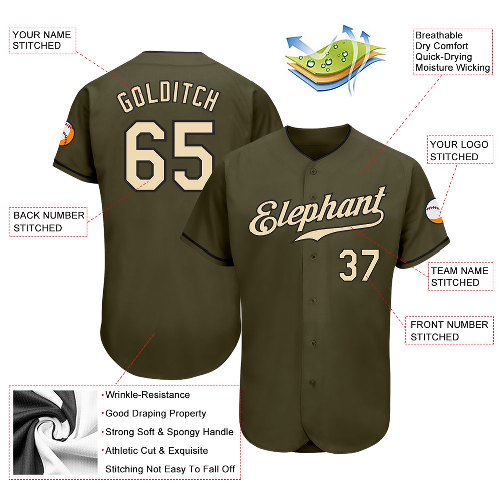 Olive Cream-Black Authentic Salute To Service Baseball Jersey, Custom Baseball Jersey, Personalized Sport Jersey Olive Cream-Black Authentic Salute To Service Baseball Jersey, Custom Baseball Jersey, Personalized Sport Jersey