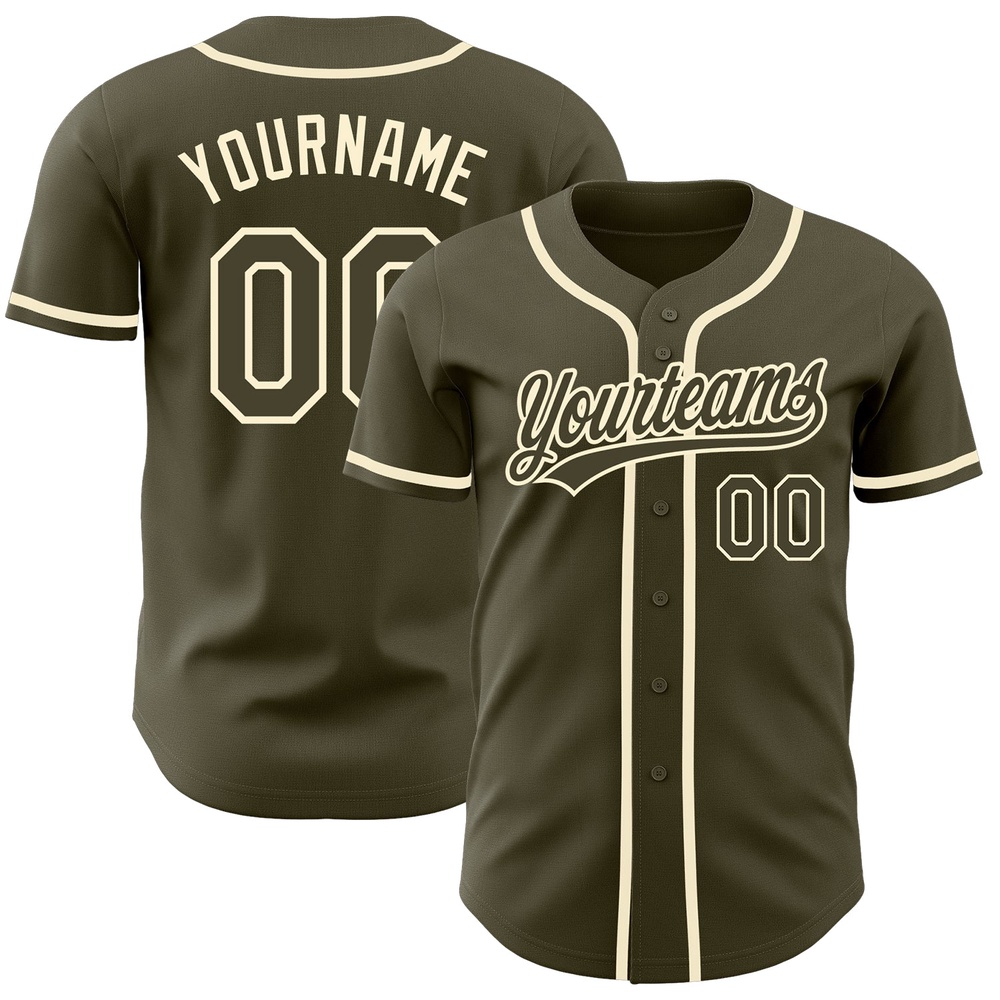 Olive Olive-Cream Authentic Salute To Service Baseball Jersey, Custom Baseball Jersey, Personalized Sport Jersey Olive Olive-Cream Authentic Salute To Service Baseball Jersey, Custom Baseball Jersey, Personalized Sport Jersey