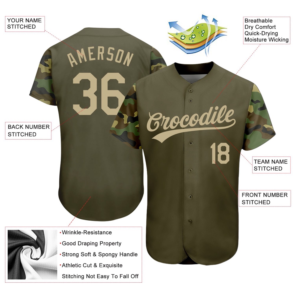 Olive Vegas Gold-Camo 3D Pattern Design Authentic Salute To Service Baseball Jersey, Custom Baseball Jersey, Personalized Sport Jersey Olive Vegas Gold-Camo 3D Pattern Design Authentic Salute To Service Baseball Jersey, Custom Baseball Jersey, Personalized Sport Jersey