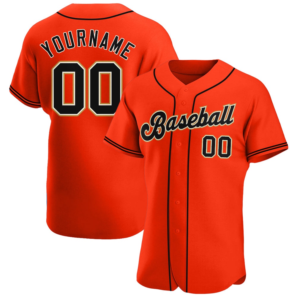 Orange Black-Cream Authentic Baseball Jersey, Custom Baseball Jersey, Personalized Sport Jersey Orange Black-Cream Authentic Baseball Jersey, Custom Baseball Jersey, Personalized Sport Jersey