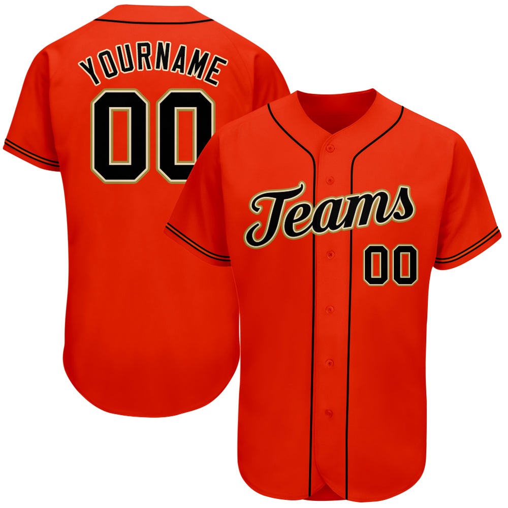 Orange Black-Old Gold Authentic Baseball Jersey, Custom Baseball Jersey, Personalized Sport Jersey