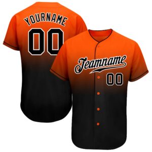 Orange Black-White Authentic Fade Fashion Baseball Jersey,&hellip;