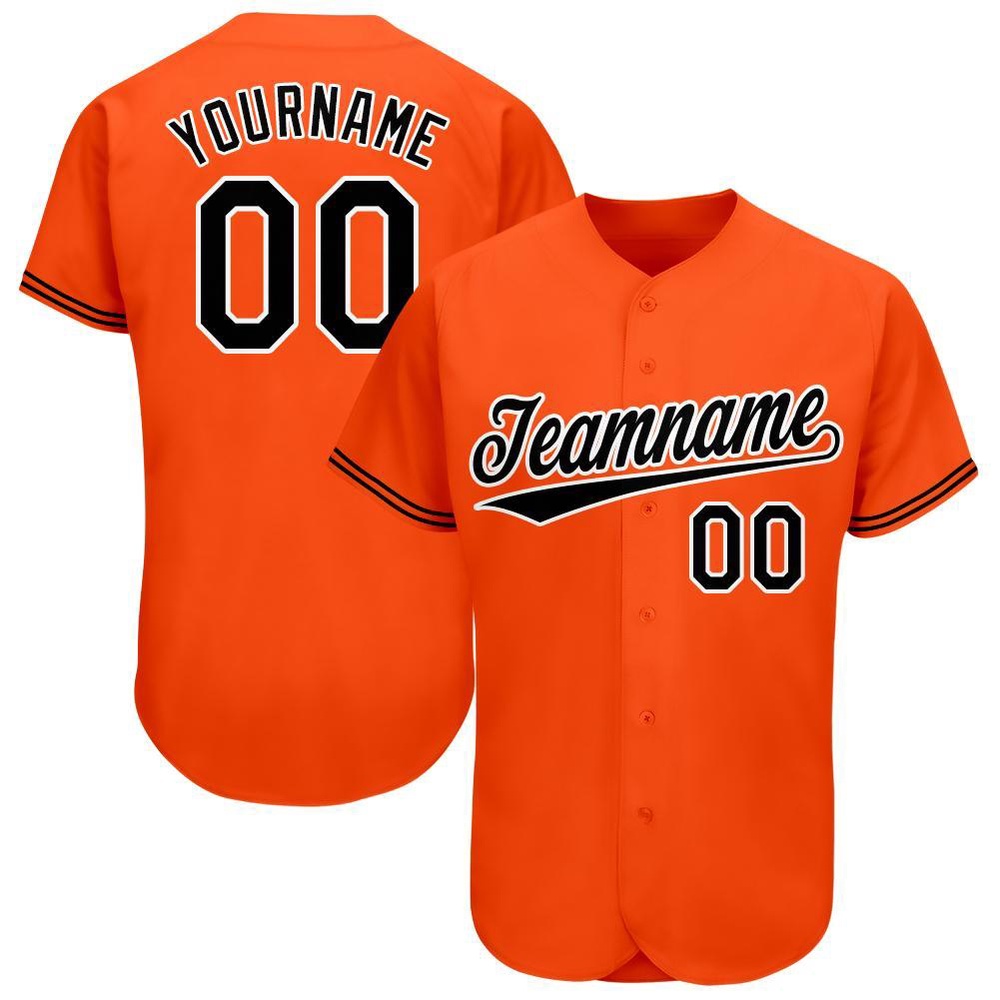 Orange Black-White Baseball Jersey, Custom Baseball Jersey, Personalized Sport Jersey