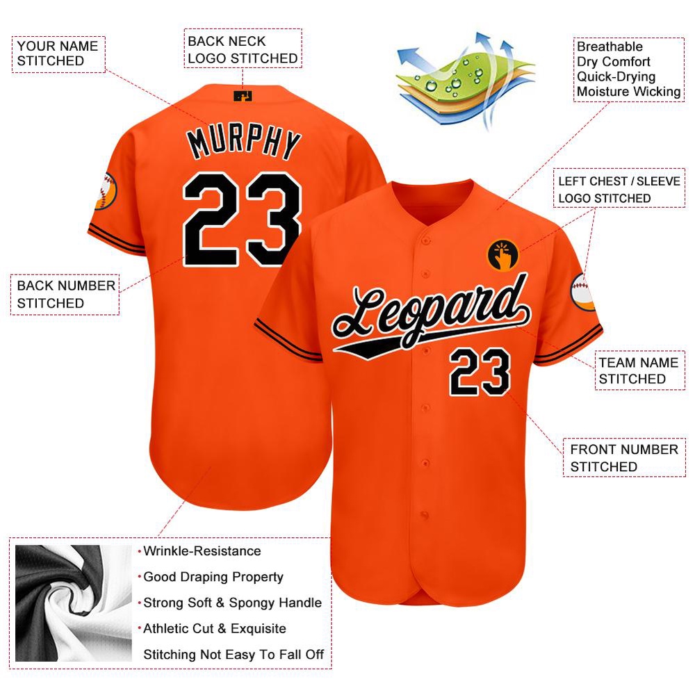 Orange Black-White Baseball Jersey, Custom Baseball Jersey, Personalized Sport Jersey