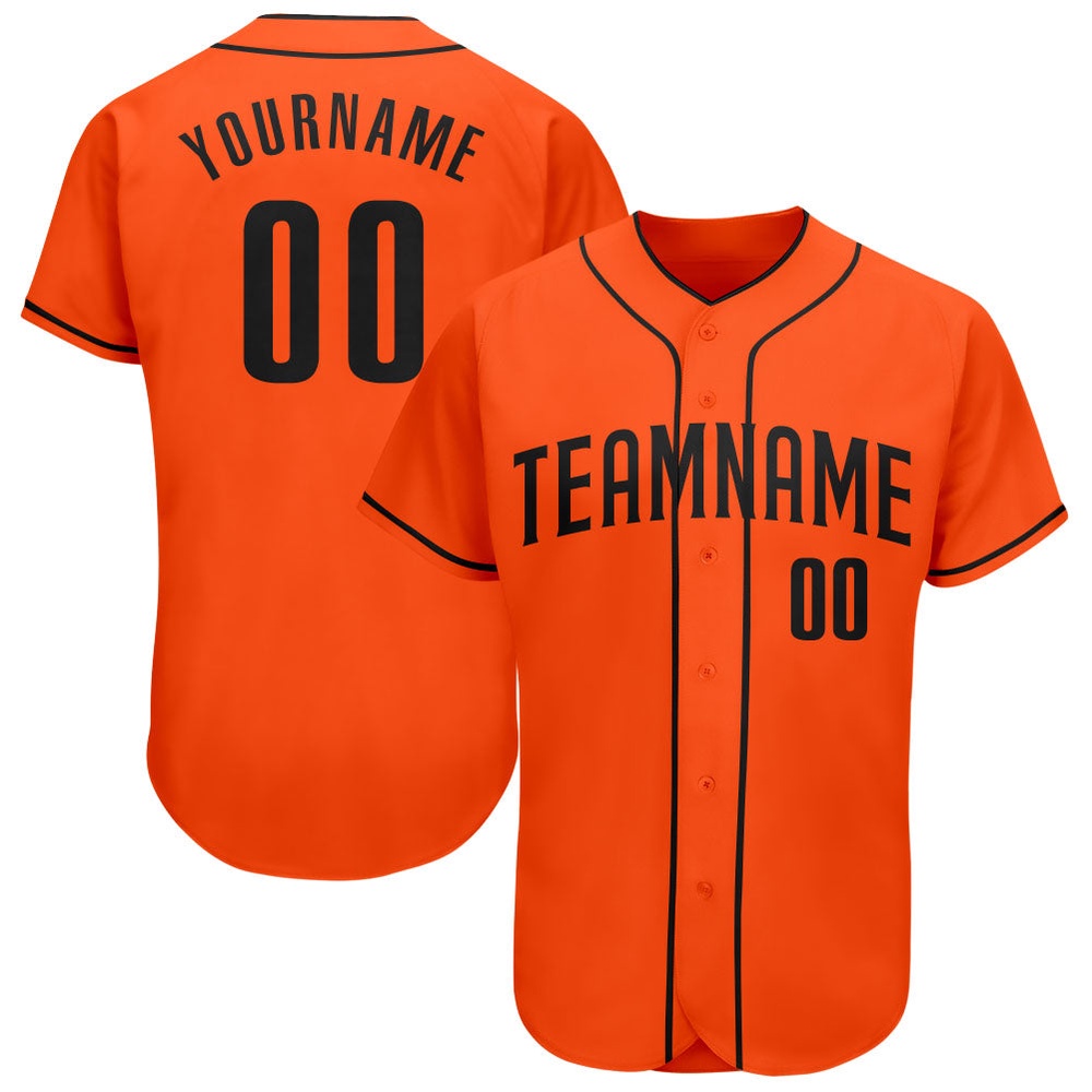 Orange Black Authentic Baseball Jersey, Custom Baseball Jersey, Personalized Sport Jersey Orange Black Authentic Baseball Jersey, Custom Baseball Jersey, Personalized Sport Jersey
