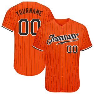 Orange Black Pinstripe Black-White Authentic Baseball Jersey,&hellip;