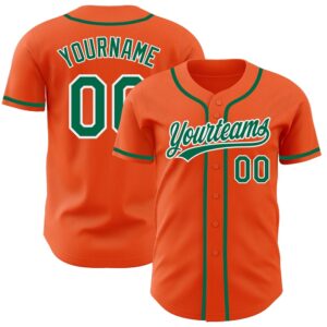 Orange Kelly Green-White Authentic Baseball Jersey, Custom&hellip;
