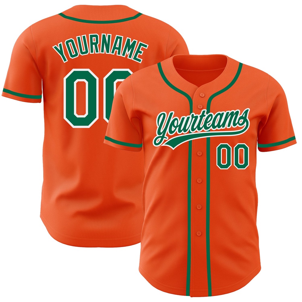 Orange Kelly Green-White Authentic Baseball Jersey, Custom Baseball Jersey, Personalized Sport Jersey Orange Kelly Green-White Authentic Baseball Jersey, Custom Baseball Jersey, Personalized Sport Jersey