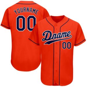 Orange Navy-White Authentic Baseball Jersey, Custom Baseball&hellip;