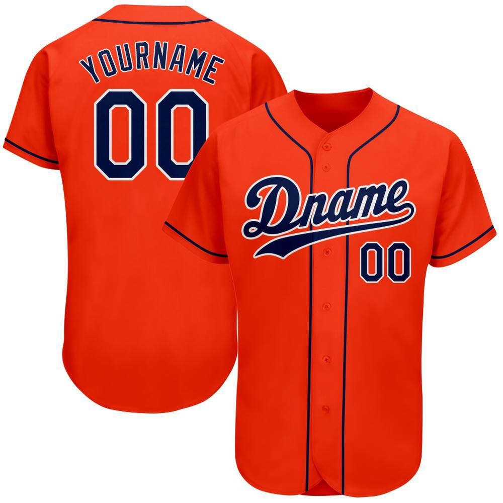 Orange Navy-White Authentic Baseball Jersey, Custom Baseball Jersey, Personalized Sport Jersey Orange Navy-White Authentic Baseball Jersey, Custom Baseball Jersey, Personalized Sport Jersey