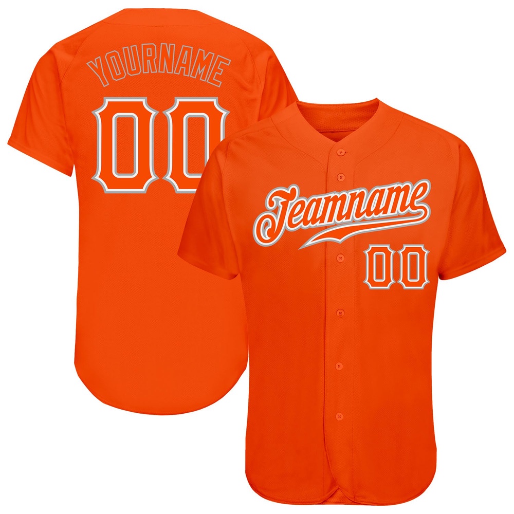 Orange Orange-Gray Authentic Baseball Jersey, Custom Baseball Jersey, Personalized Sport Jersey Orange Orange-Gray Authentic Baseball Jersey, Custom Baseball Jersey, Personalized Sport Jersey