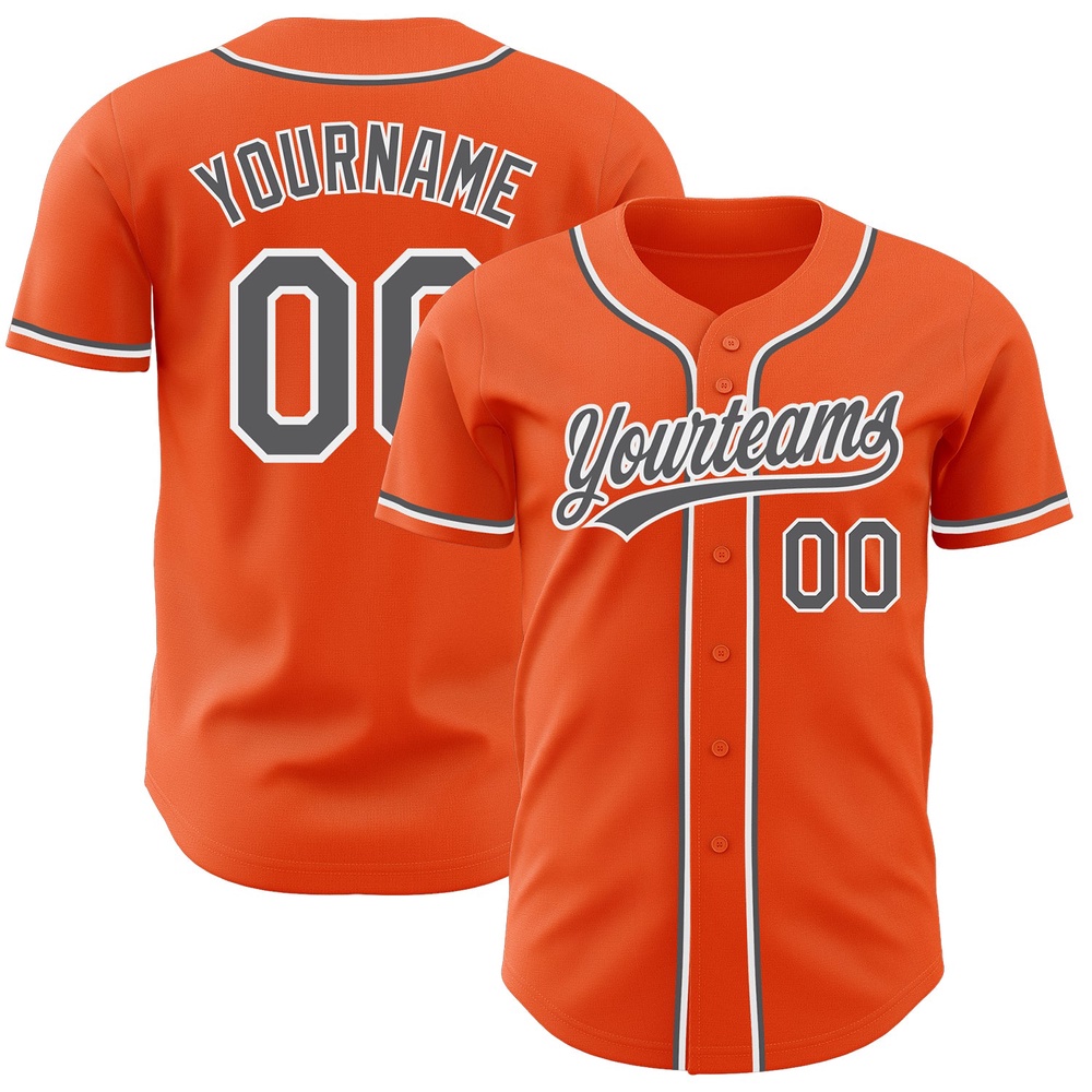Orange Steel Gray-White Authentic Baseball Jersey, Custom Baseball Jersey, Personalized Sport Jersey Orange Steel Gray-White Authentic Baseball Jersey, Custom Baseball Jersey, Personalized Sport Jersey