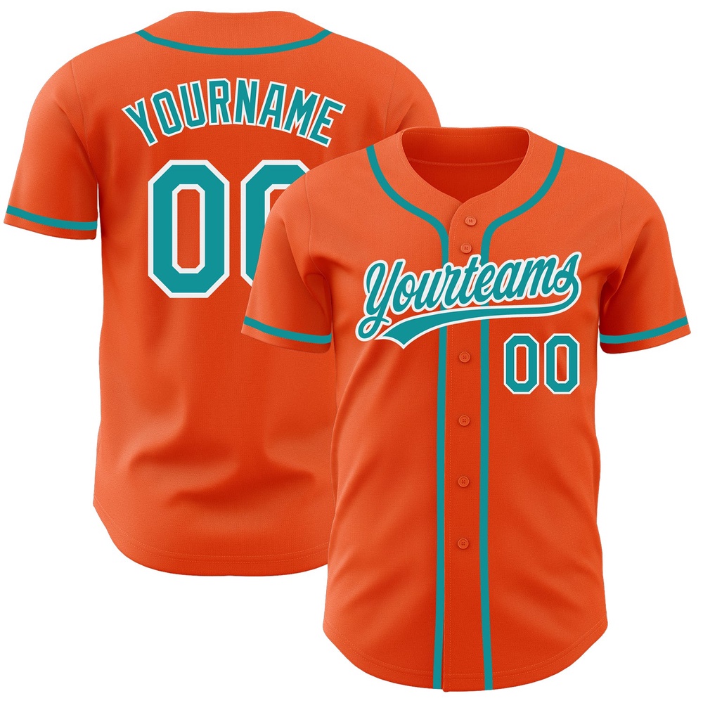 Orange Teal-White Authentic Baseball Jersey, Custom Baseball Jersey, Personalized Sport Jersey Orange Teal-White Authentic Baseball Jersey, Custom Baseball Jersey, Personalized Sport Jersey