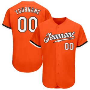 Orange White-Black Authentic Baseball Jersey, Custom Baseball…