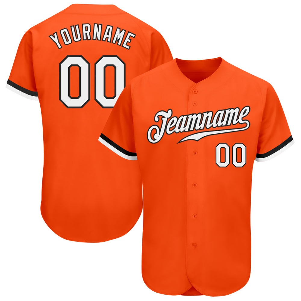 Orange White-Black Authentic Baseball Jersey, Custom Baseball Jersey, Personalized Sport Jersey Orange White-Black Authentic Baseball Jersey, Custom Baseball Jersey, Personalized Sport Jersey