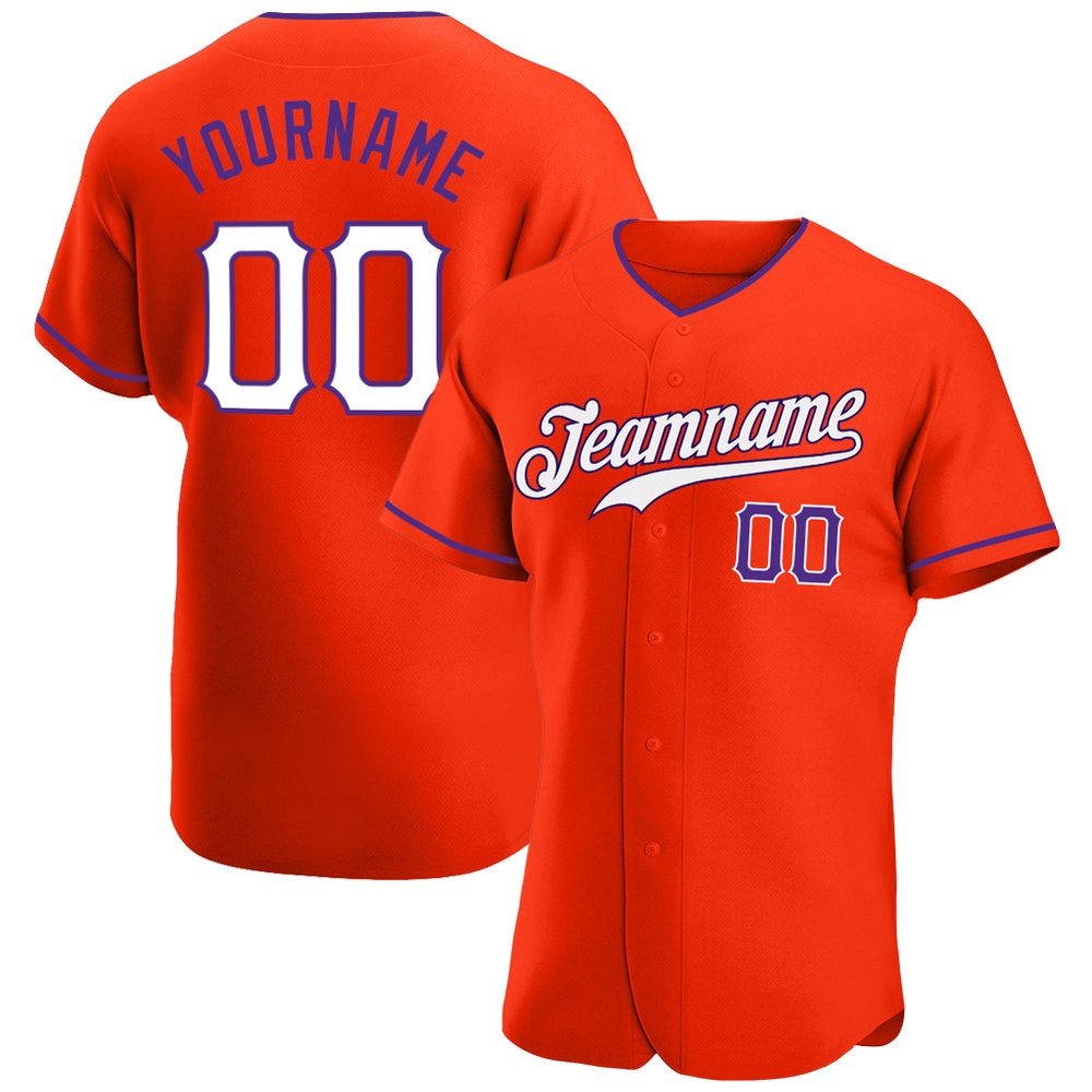 Orange White-Purple Authentic Baseball Jersey, Custom Baseball Jersey, Personalized Sport Jersey Orange White-Purple Authentic Baseball Jersey, Custom Baseball Jersey, Personalized Sport Jersey