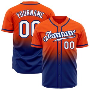 Orange White-Royal Authentic Fade Fashion Baseball Jersey,…