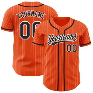 Orange White Pinstripe Black Authentic Baseball Jersey,…