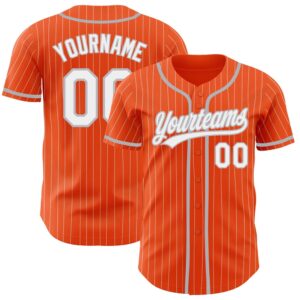 Orange White Pinstripe Gray Authentic Baseball Jersey,…