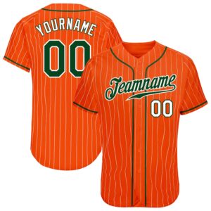 Orange White Pinstripe Green-White Authentic Baseball Jersey,…