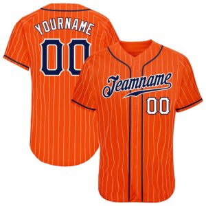 Orange White Pinstripe Navy-White Authentic Baseball Jersey,…