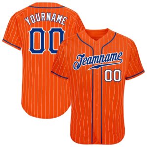 Orange White Pinstripe Royal-White Authentic Baseball Jersey,…