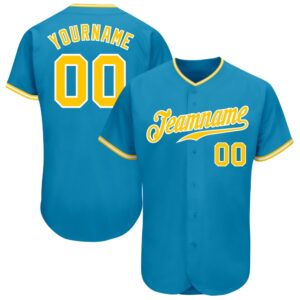 Panther Blue Gold-White Authentic Baseball Jersey, Custom…