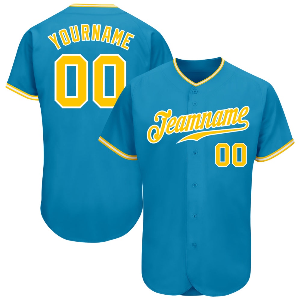 Panther Blue Gold-White Authentic Baseball Jersey, Custom Baseball Jersey, Personalized Sport Jersey Panther Blue Gold-White Authentic Baseball Jersey, Custom Baseball Jersey, Personalized Sport Jersey