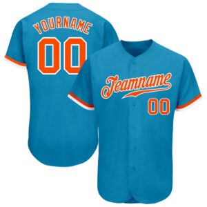 Panther Blue Orange-White Authentic Baseball Jersey, Custom…