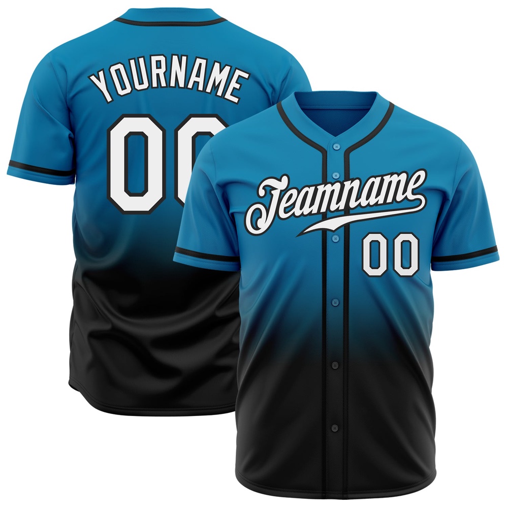 Panther Blue White-Black Authentic Fade Fashion Baseball Jersey, Custom Baseball Jersey, Personalized Sport Jersey Panther Blue White-Black Authentic Fade Fashion Baseball Jersey, Custom Baseball Jersey, Personalized Sport Jersey