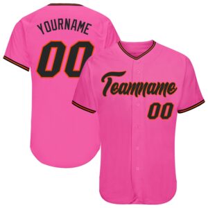 Pink Black-Orange Authentic Baseball Jersey, Custom Baseball…