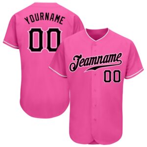 Pink Black-White Authentic Baseball Jersey, Custom Baseball…