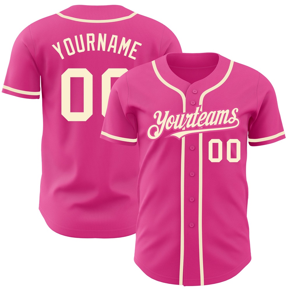 Pink Cream Authentic Baseball Jersey, Custom Baseball Jersey, Personalized Sport Jersey Pink Cream Authentic Baseball Jersey, Custom Baseball Jersey, Personalized Sport Jersey