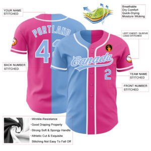 Pink Light Blue White Authentic Split Fashion Baseball Jersey Custom Baseball Jersey Personalized Sport Jersey 2 adpxml.jpg