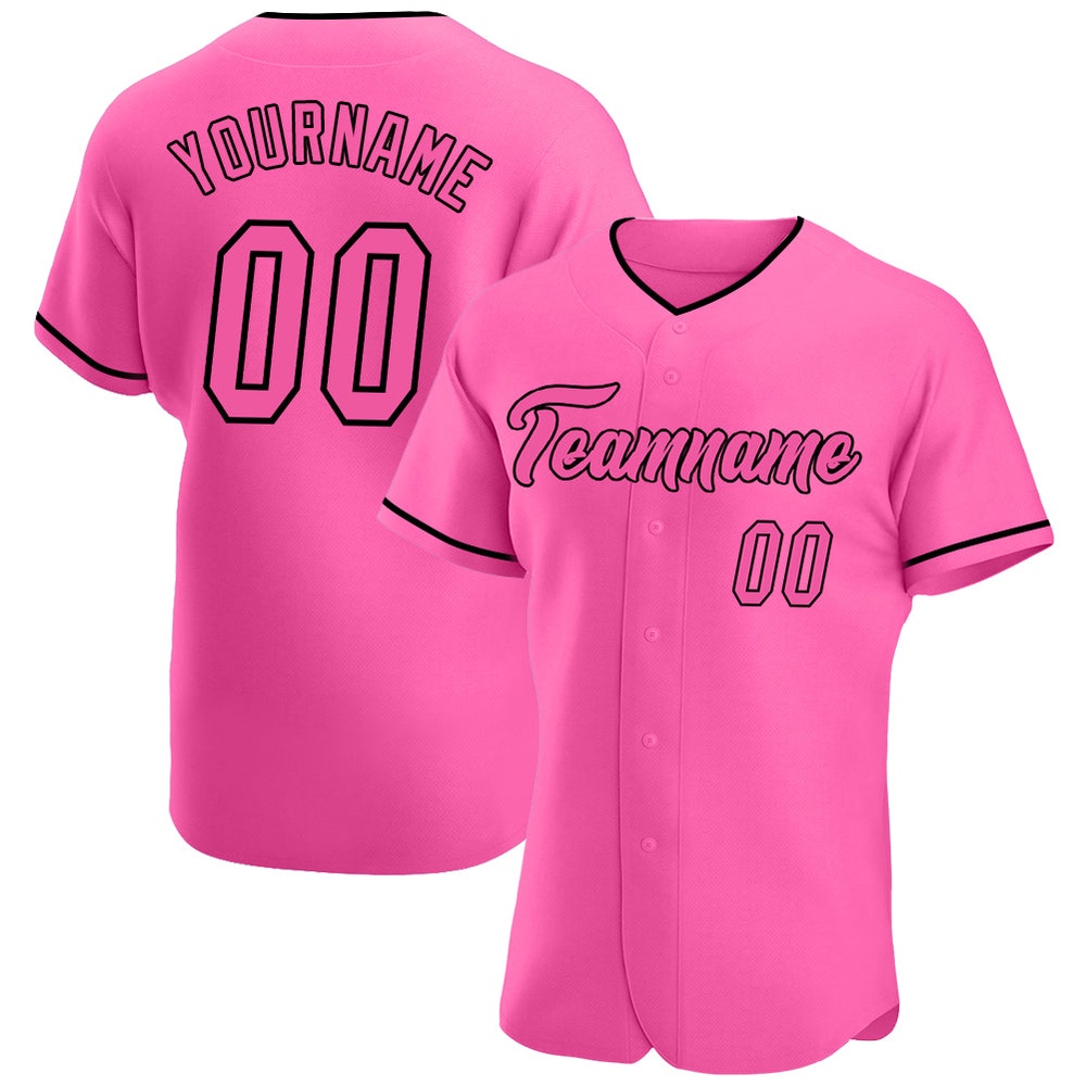 Pink Pink-Black Authentic Baseball Jersey, Custom Baseball Jersey, Personalized Sport Jersey Pink Pink-Black Authentic Baseball Jersey, Custom Baseball Jersey, Personalized Sport Jersey