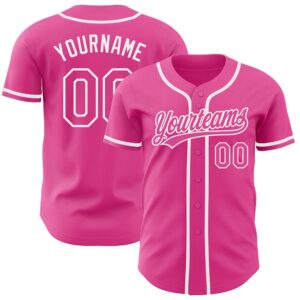 Pink Pink-White Authentic Baseball Jersey, Custom Baseball…