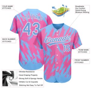 Pink Powder Blue White 3D Pattern Design Authentic Baseball Jersey Custom Baseball Jersey Personalized Sport Jersey 2 q7pkzu.jpg