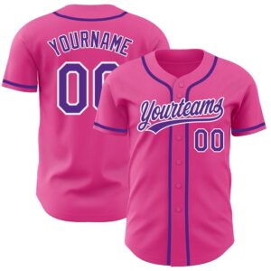 Pink Purple-White Authentic Baseball Jersey, Custom Baseball…