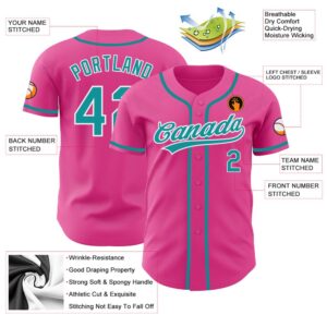 Pink Teal White Authentic Baseball Jersey Custom Baseball Jersey Personalized Sport Jersey 2 ianagq.jpg
