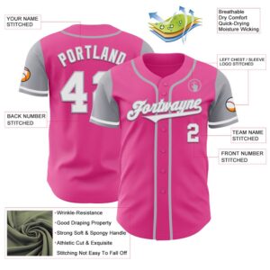 Pink White Gray Authentic Two Tone Baseball Jersey Custom Baseball Jersey Personalized Sport Jersey 2 wo45re.jpg