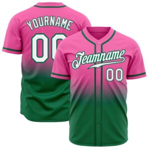 Pink White-Kelly Green Authentic Fade Fashion Baseball…