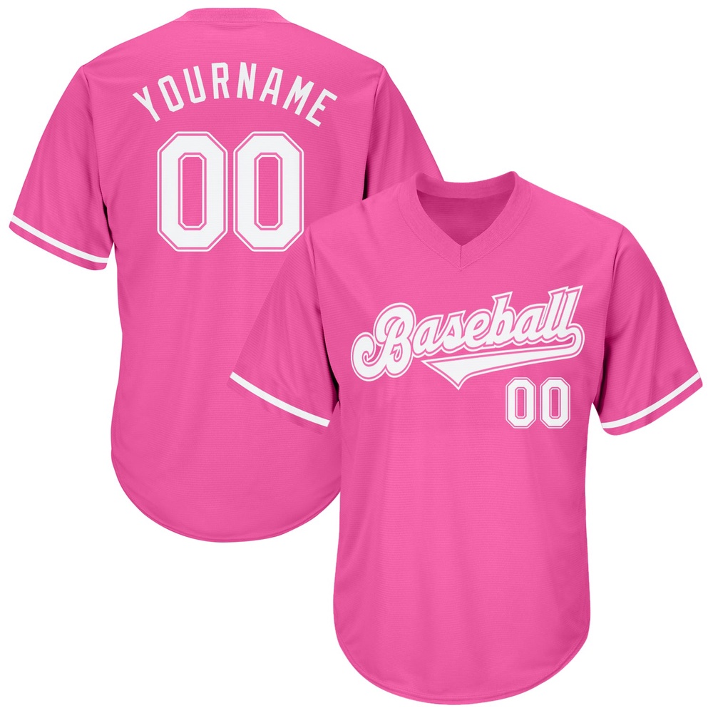 Pink White-Pink Authentic Throwback Rib-Knit Baseball Jersey Shirt, Custom Baseball Jersey, Personalized Sport Jersey Pink White-Pink Authentic Throwback Rib-Knit Baseball Jersey Shirt, Custom Baseball Jersey, Personalized Sport Jersey