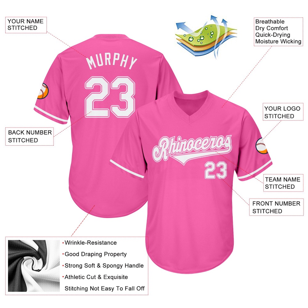 Pink White-Pink Authentic Throwback Rib-Knit Baseball Jersey Shirt, Custom Baseball Jersey, Personalized Sport Jersey Pink White-Pink Authentic Throwback Rib-Knit Baseball Jersey Shirt, Custom Baseball Jersey, Personalized Sport Jersey
