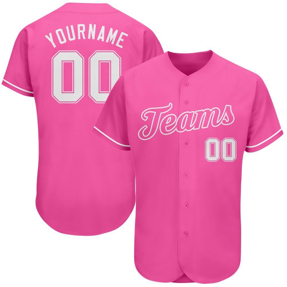 Pink White Authentic Baseball Jersey, Custom Baseball Jersey, Personalized Sport Jersey Pink White Authentic Baseball Jersey, Custom Baseball Jersey, Personalized Sport Jersey